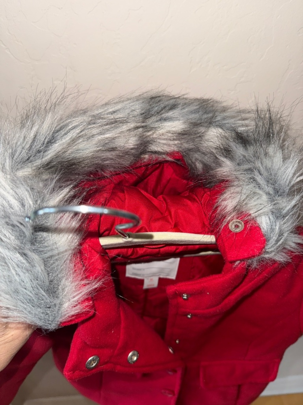 Red pea coat with faux fur lined hood girls 3t cat and Jack - Picture 5 of 6